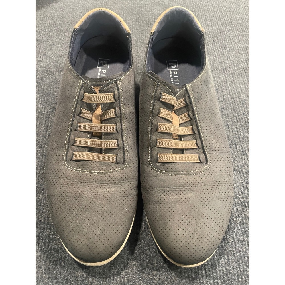 Pitillos Mens Grey Perforated Leather Slip On Sneakers Spain Comfort Light 12in